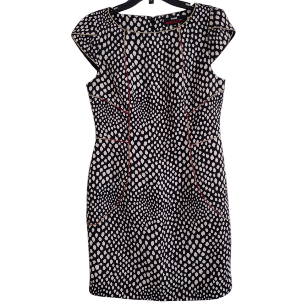 Miss Sixty retro style bodycon black & white dress exposed seams size 10